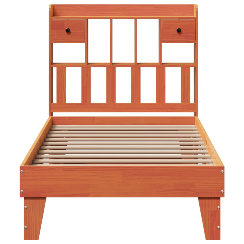 Estructura de cama sin colchón madera maciza marrón 75x190 cm v3082 - Vetonek