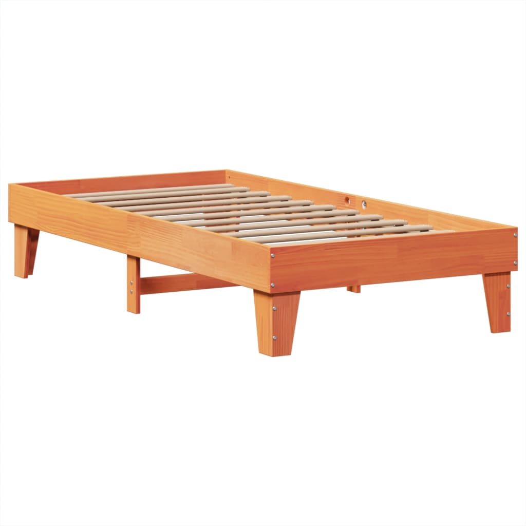 Estructura de cama sin colchón madera maciza marrón 75x190 cm v3082 - Vetonek