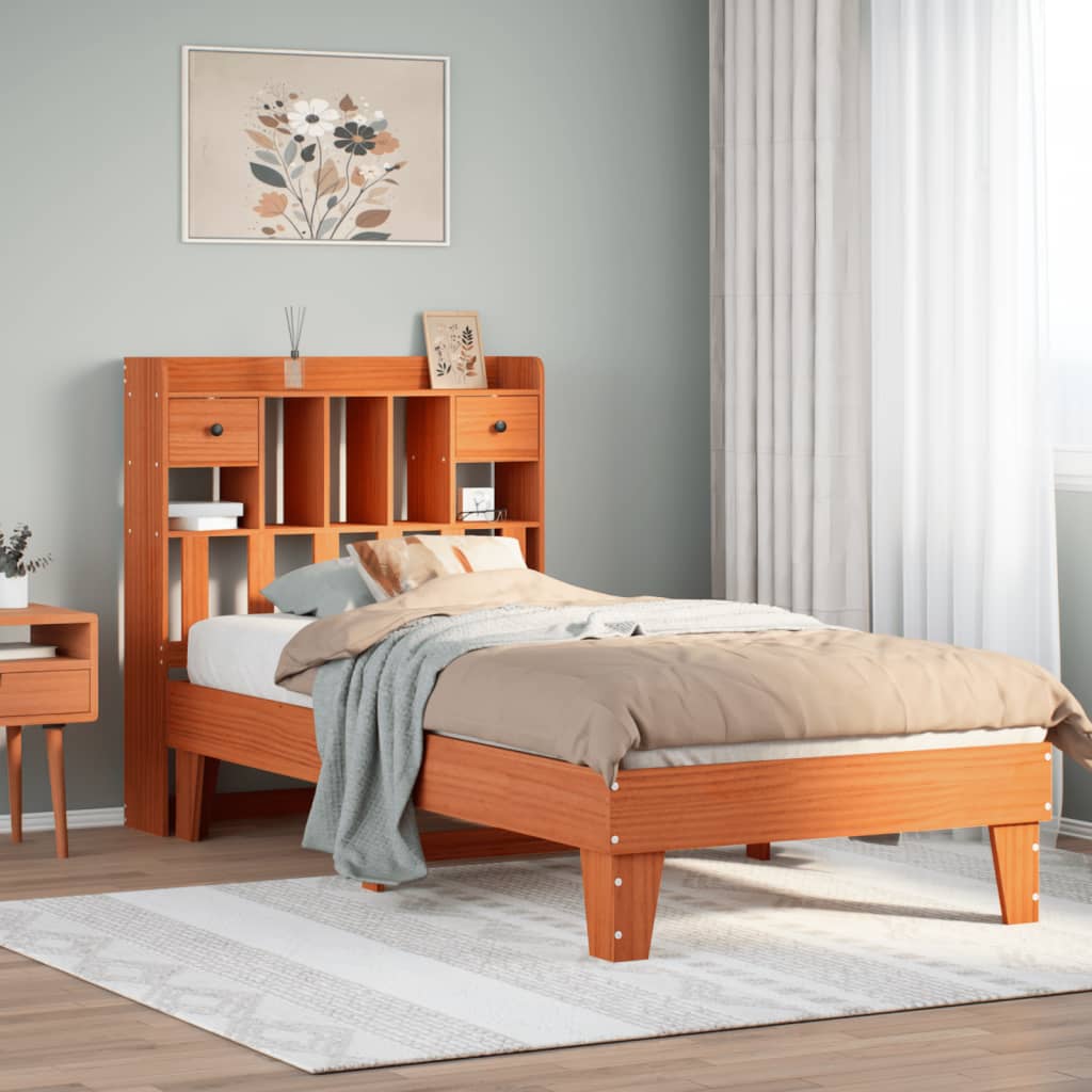 Estructura de cama sin colchón madera maciza marrón 75x190 cm v3082 Vetonek