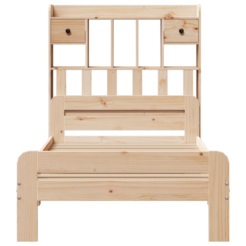 Cama con estantería sin colchón madera maciza de pino 100x200cm V3273 Vetonek