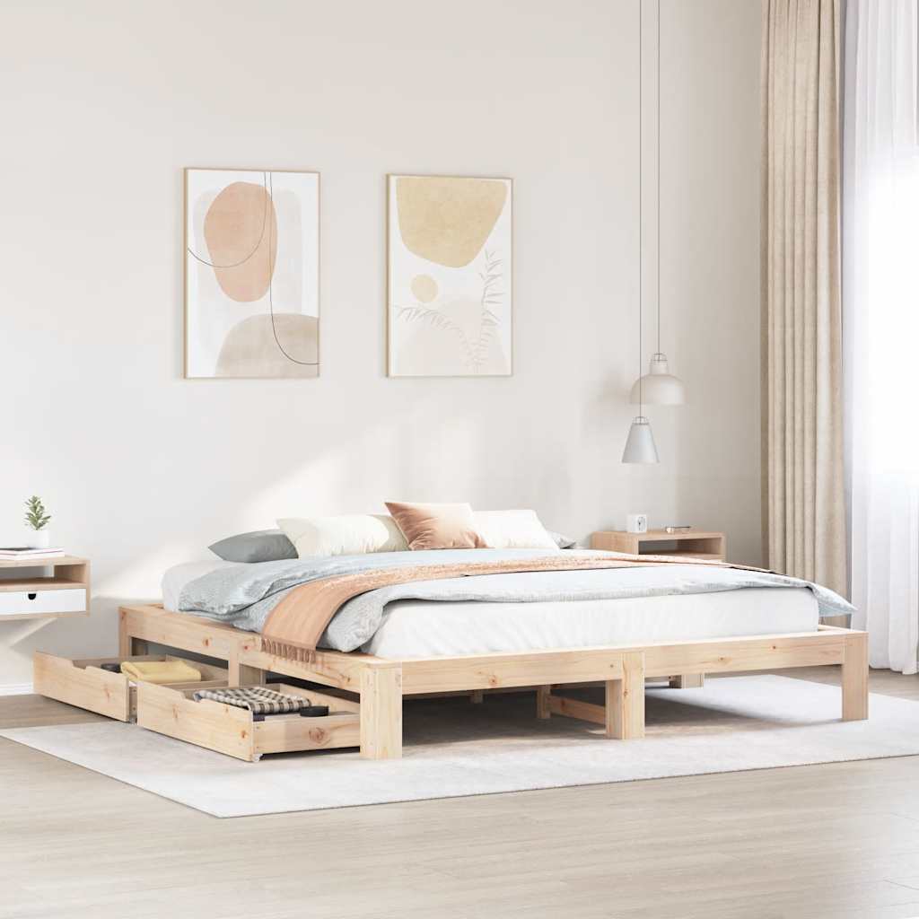 Vetonek Estructura de cama sin colchón madera maciza de pino 200x200 cm