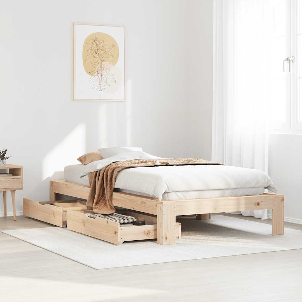 Vetonek Estructura de cama sin colchón madera maciza de pino 100x200 cm