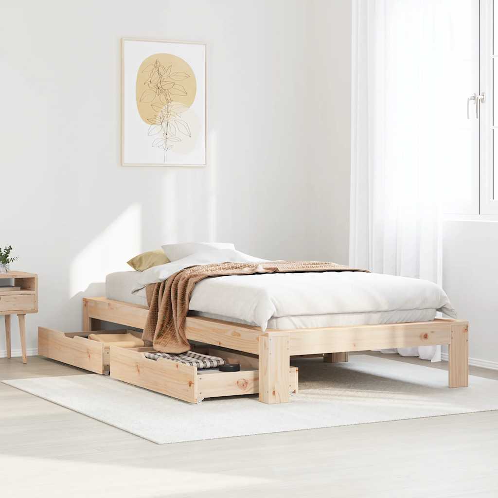 Vetonek Estructura de cama sin colchón madera maciza de pino 90x200 cm