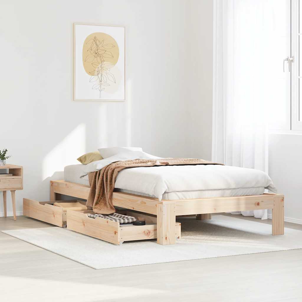 Estructura de cama sin colchón madera maciza de pino 90x200 cm v4478 Vetonek