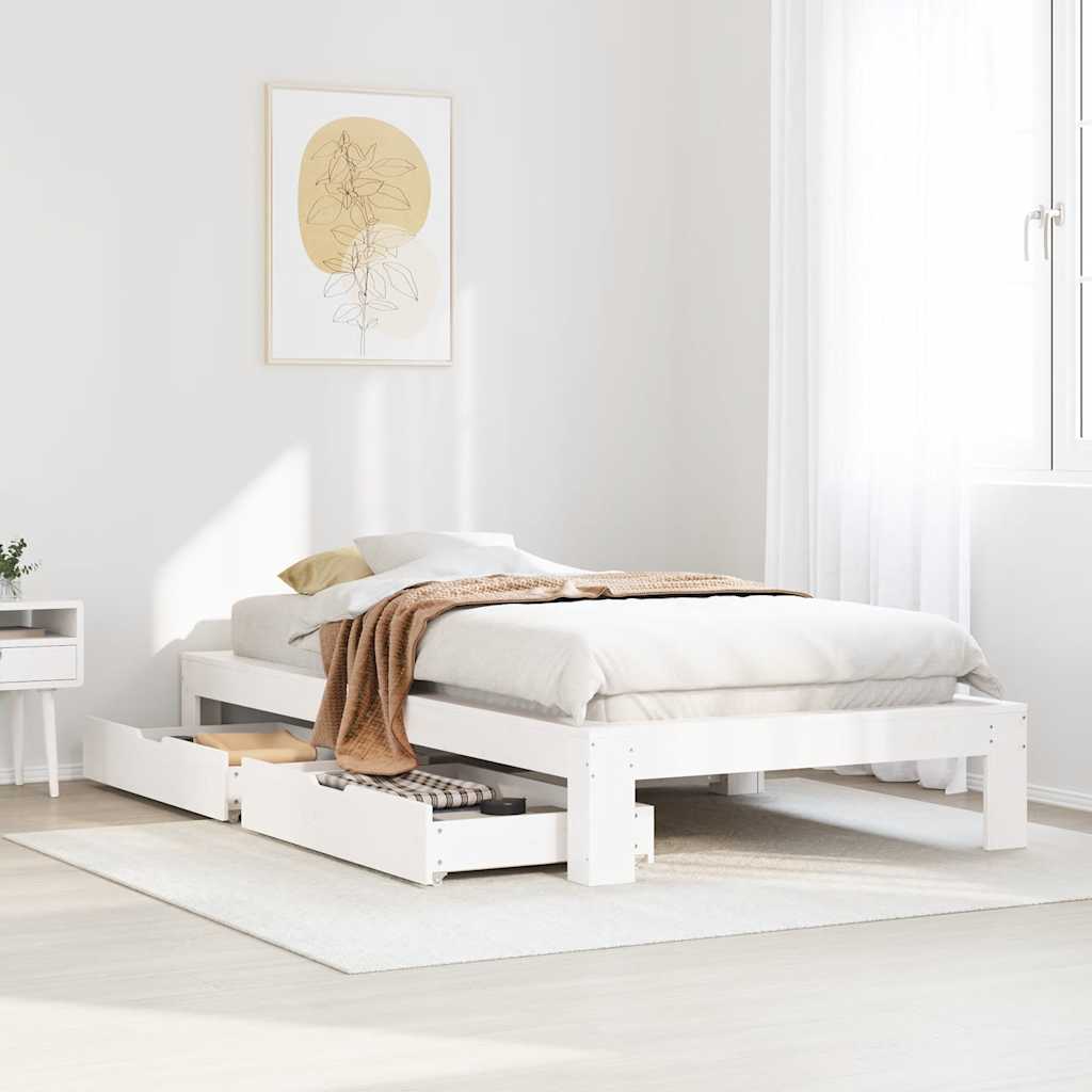 Vetonek Estructura de cama sin colchón madera de pino blanca 90x200 cm