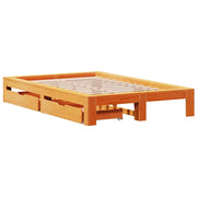 Estructura de cama sin colchón madera maciza marrón 135x190 cm v4553 - Vetonek
