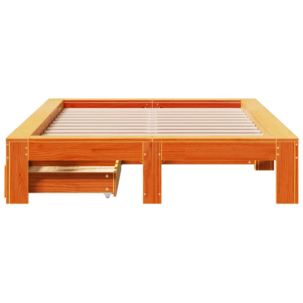 Estructura de cama sin colchón madera maciza marrón 135x190 cm v4553 - Vetonek