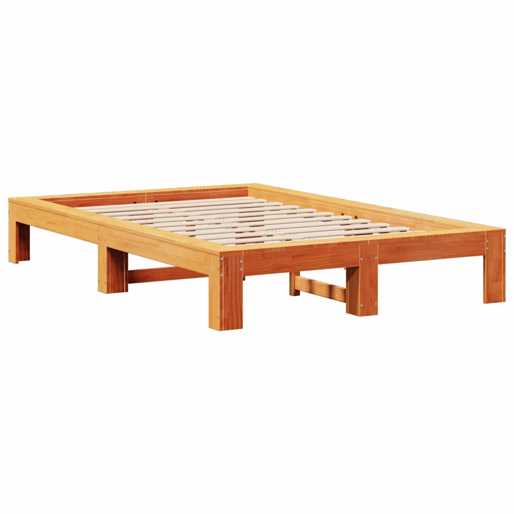 Estructura de cama sin colchón madera maciza marrón 135x190 cm v4553 - Vetonek