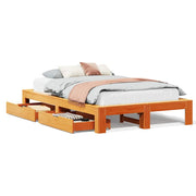 Vetonek Estructura de cama sin colchón madera maciza marrón 120x190 cm