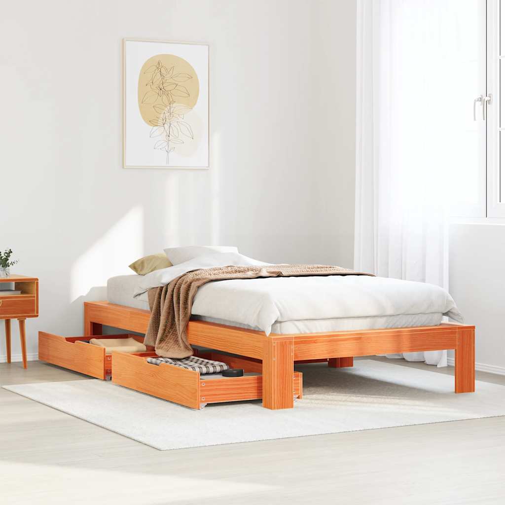 Estructura de cama sin colchón madera maciza marrón 90x190 cm v4614 Vetonek
