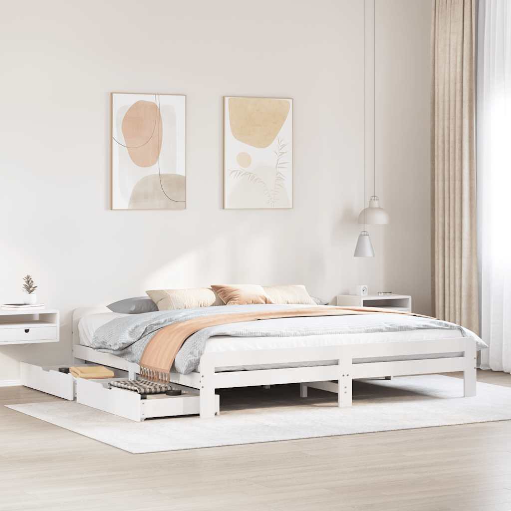 Vetonek Estructura de cama sin colchón madera maciza blanca 200x200 cm