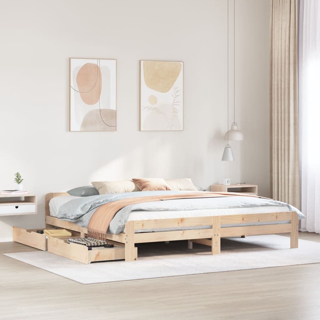 Vetonek Estructura de cama sin colchón madera maciza de pino 180x200 cm