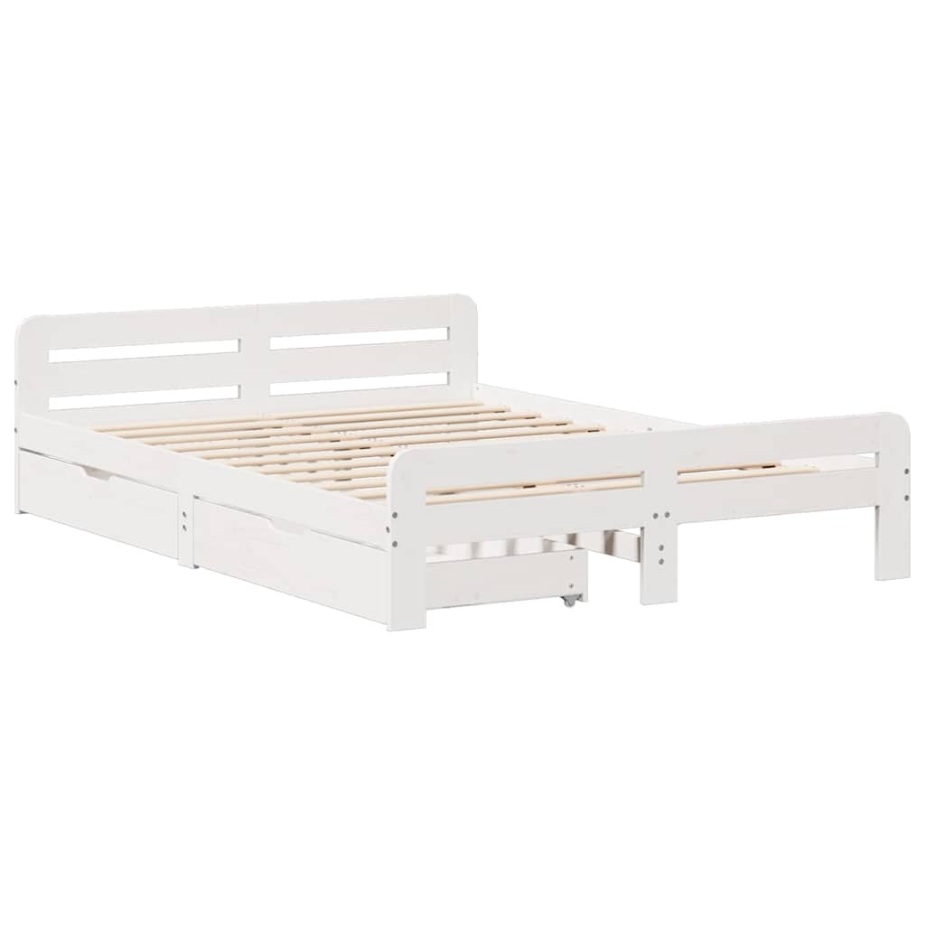 Estructura de cama sin colchón madera de pino blanca 140x200 cm