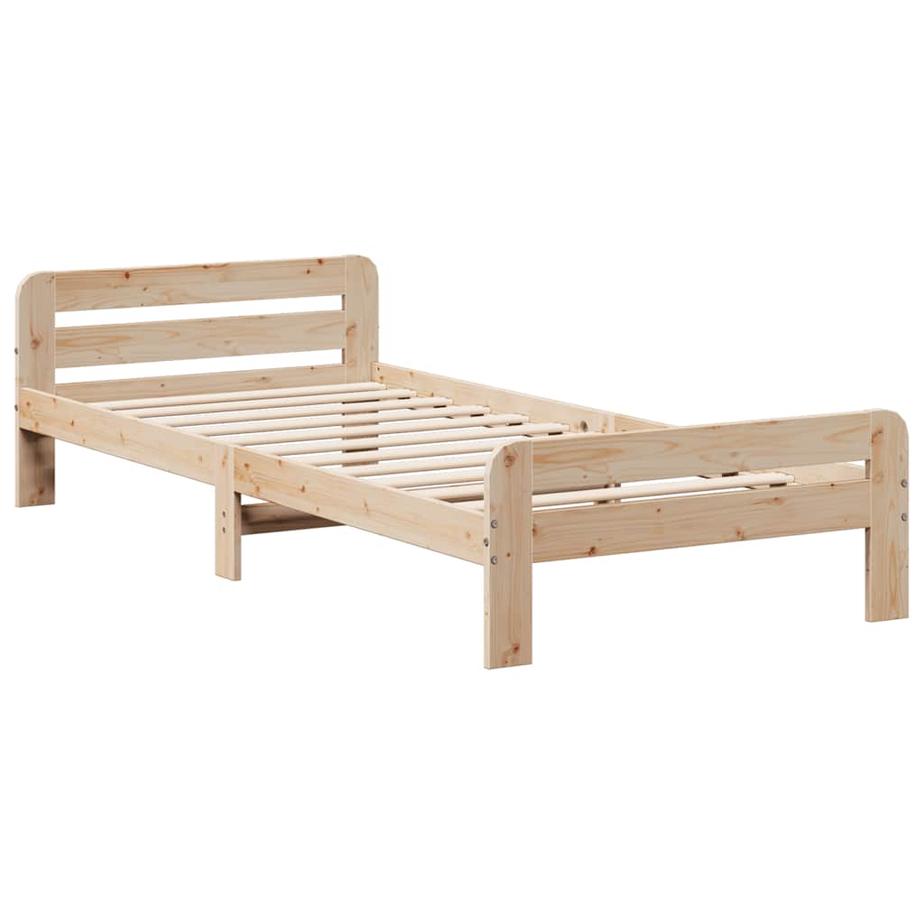 Estructura de cama sin colchón madera maciza de pino 90x200 cm v4867 - Vetonek