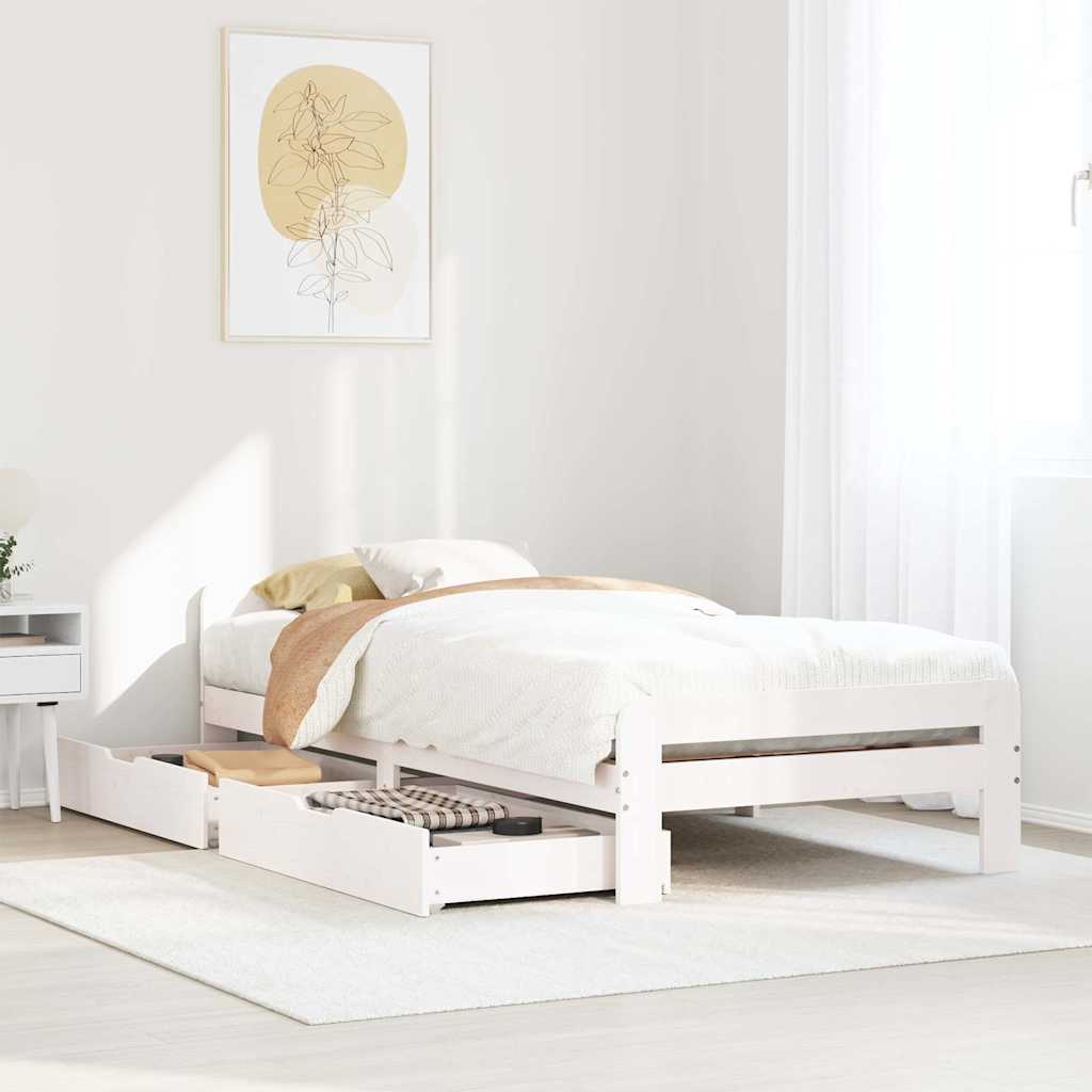 Vetonek Estructura de cama sin colchón madera de pino blanca 90x200 cm