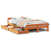 Vetonek Estructura de cama sin colchón madera maciza marrón 135x190 cm