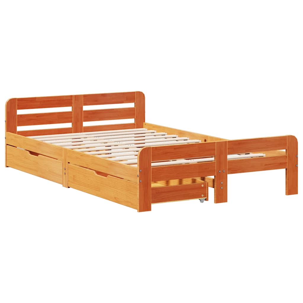 Estructura de cama sin colchón madera maciza marrón 120x190 cm - Vetonek