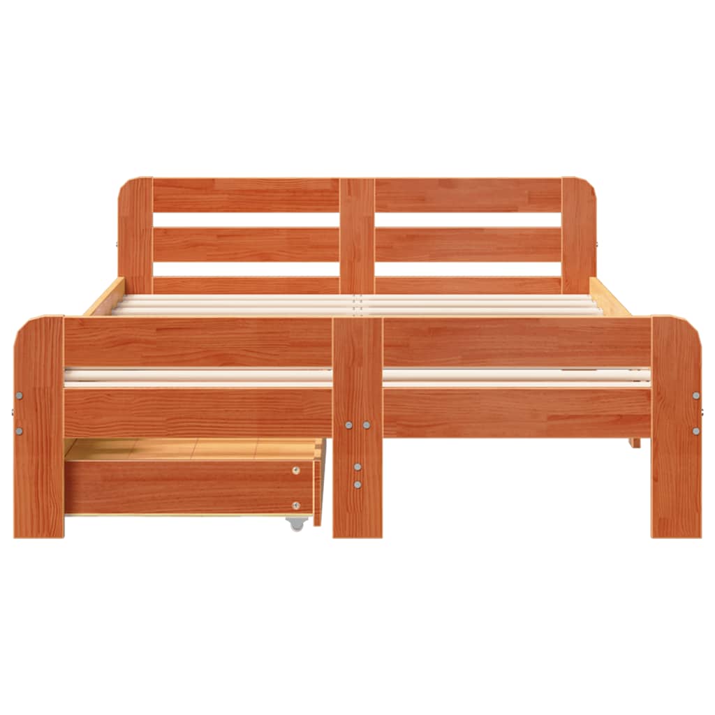 Estructura de cama sin colchón madera maciza marrón 120x190 cm - Vetonek