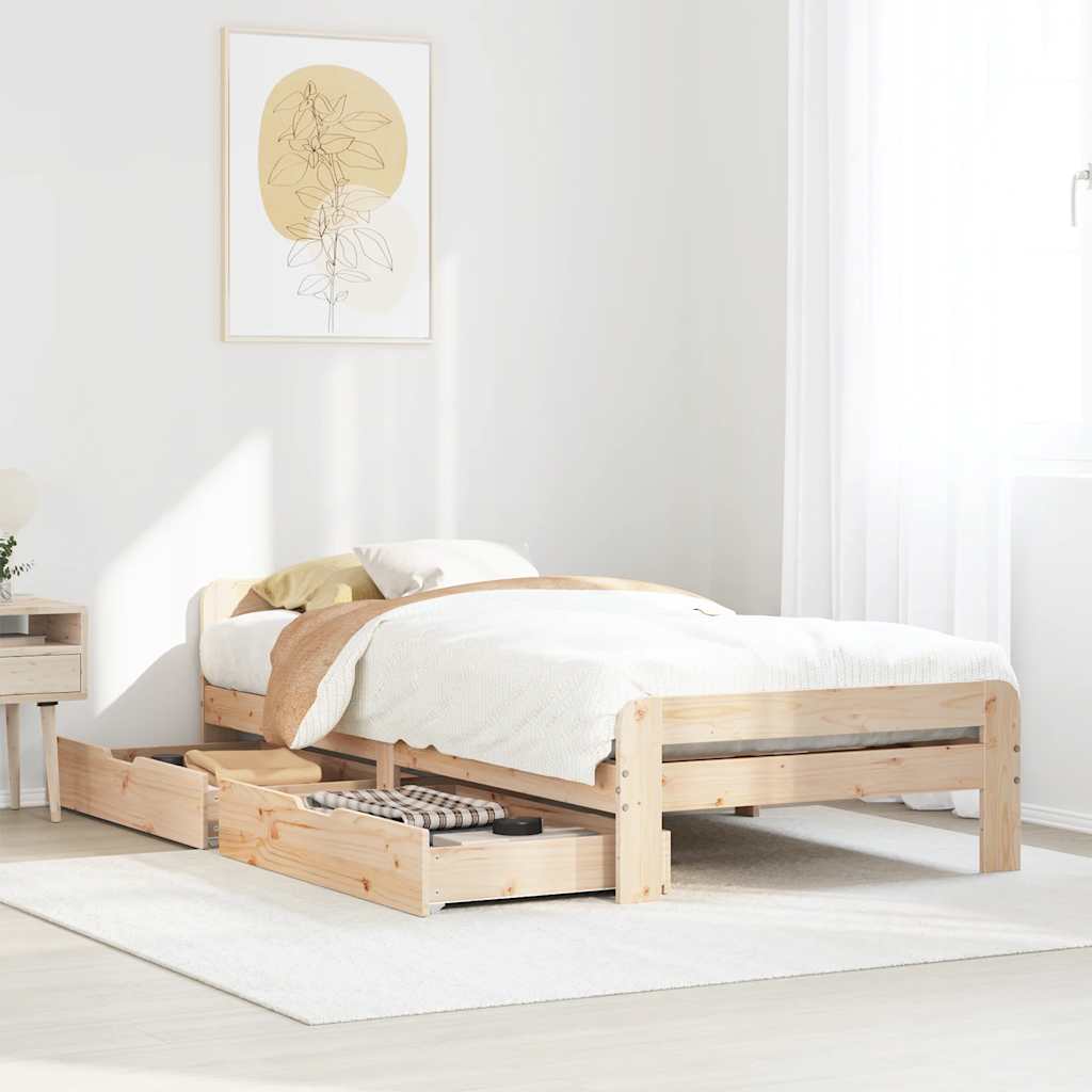 Vetonek Estructura de cama sin colchón madera maciza de pino 90x190 cm