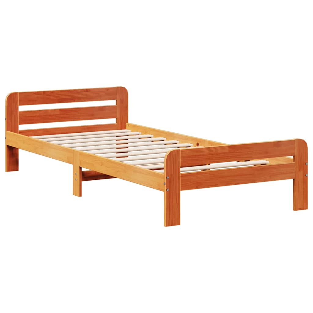 Estructura de cama sin colchón madera maciza marrón 90x190 cm v5000 - Vetonek