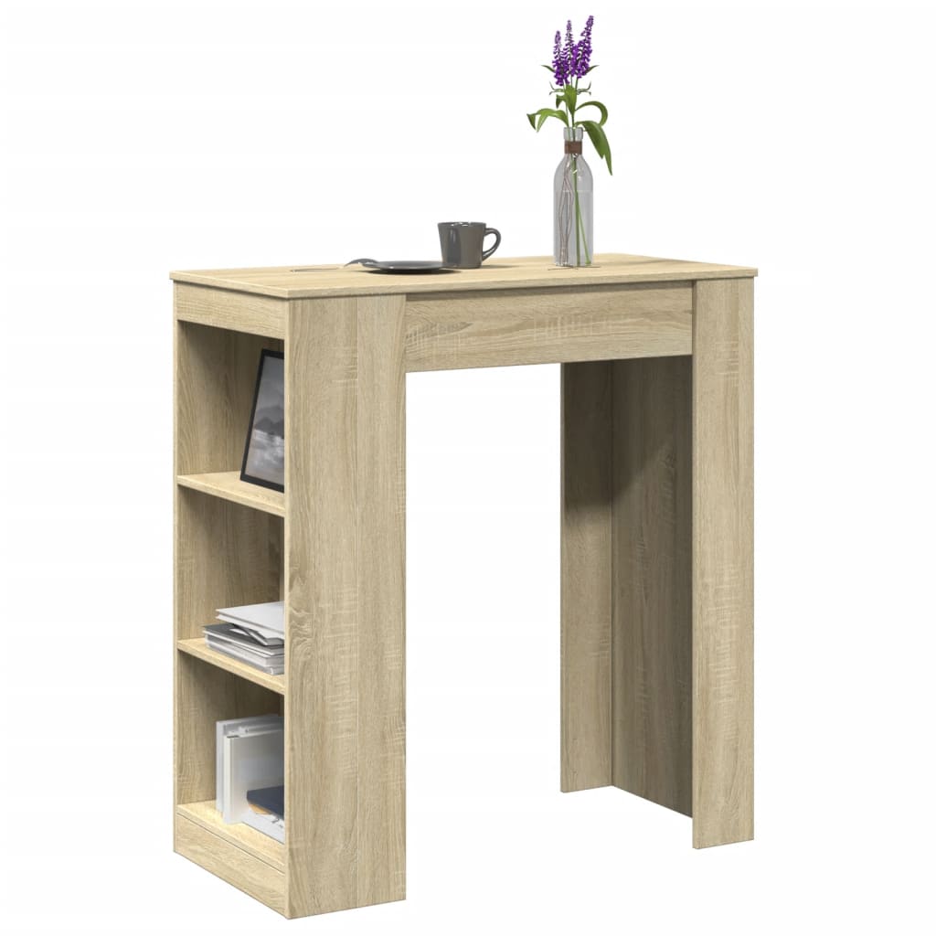 Vetonek Mesa alta bar con estantes madera roble Sonoma 95x47x103,5 cm