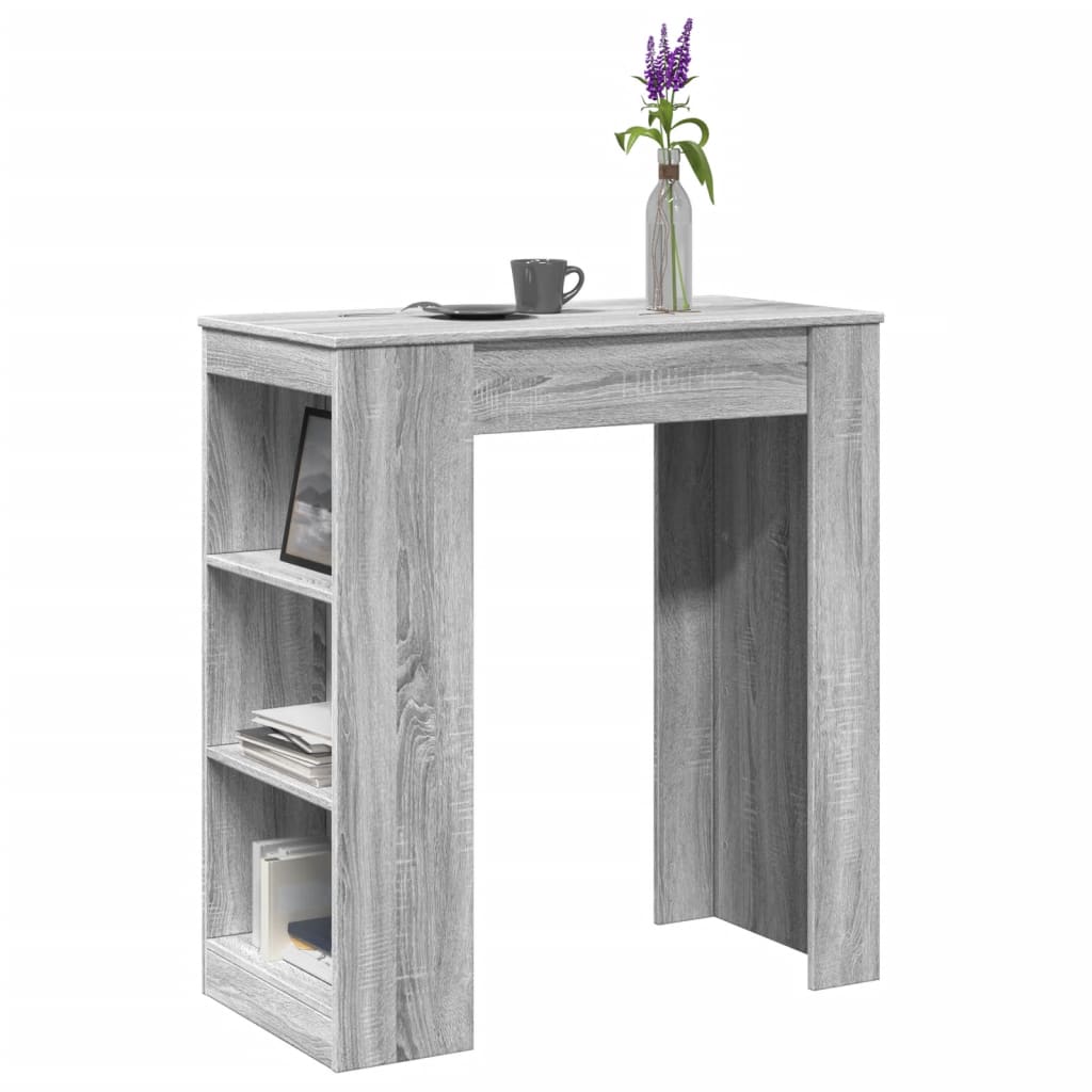 Vetonek Mesa alta bar con estantes madera gris Sonoma 95x47x103,5 cm