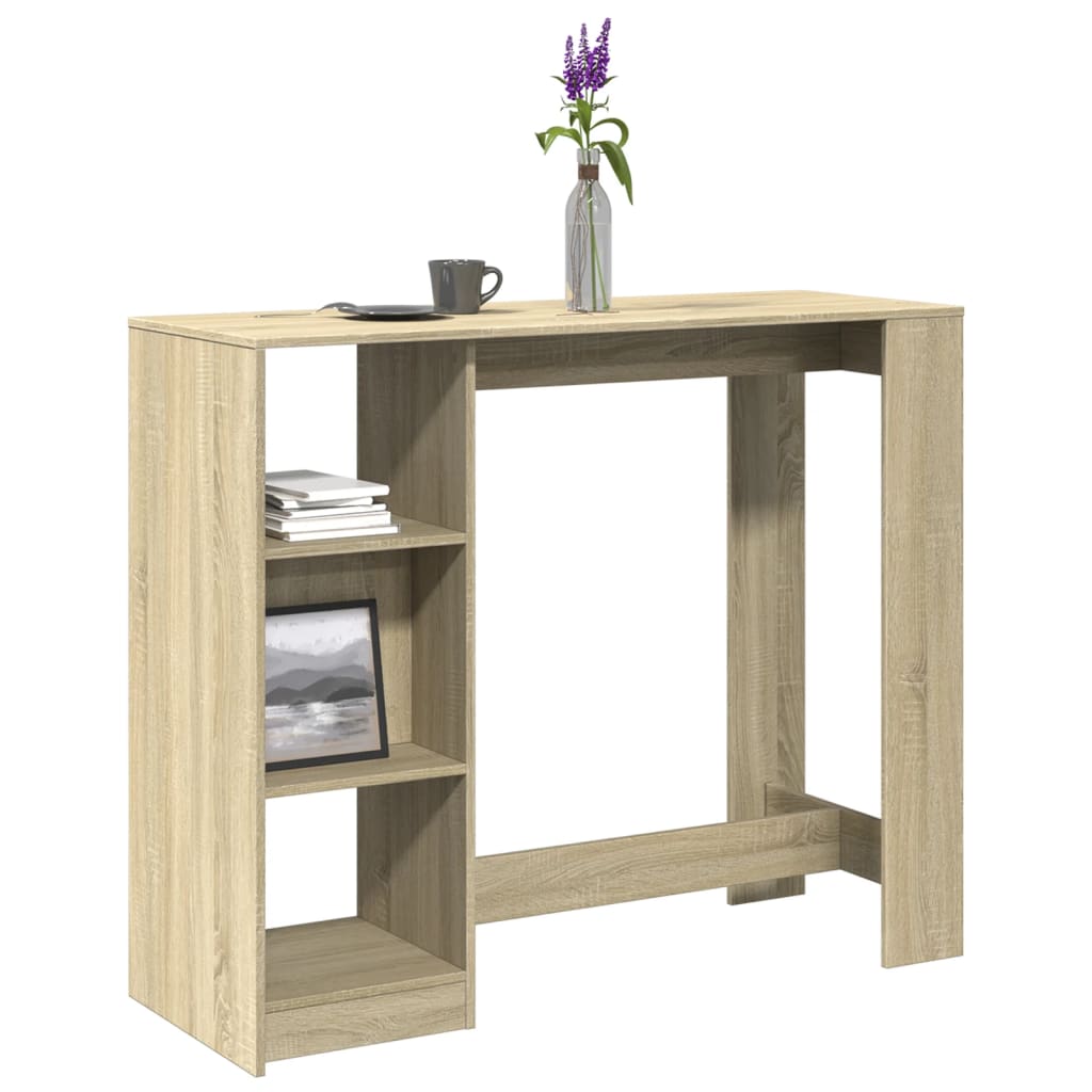 Vetonek Mesa bar con estante madera roble Sonoma 124x46x103,5 cm