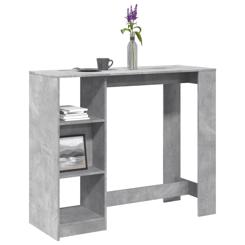 Vetonek Mesa bar con estante madera gris hormigón 124x46x103,5 cm