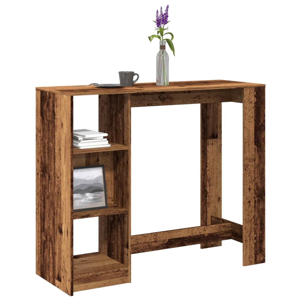 Vetonek Mesa bar con estante madera envejecida 124x46x103,5 cm