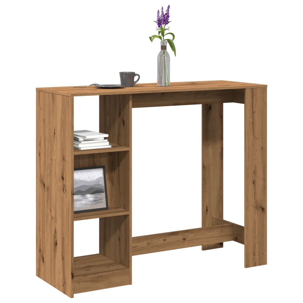 Vetonek Mesa bar con estante madera roble artisian 124x46x103,5 cm