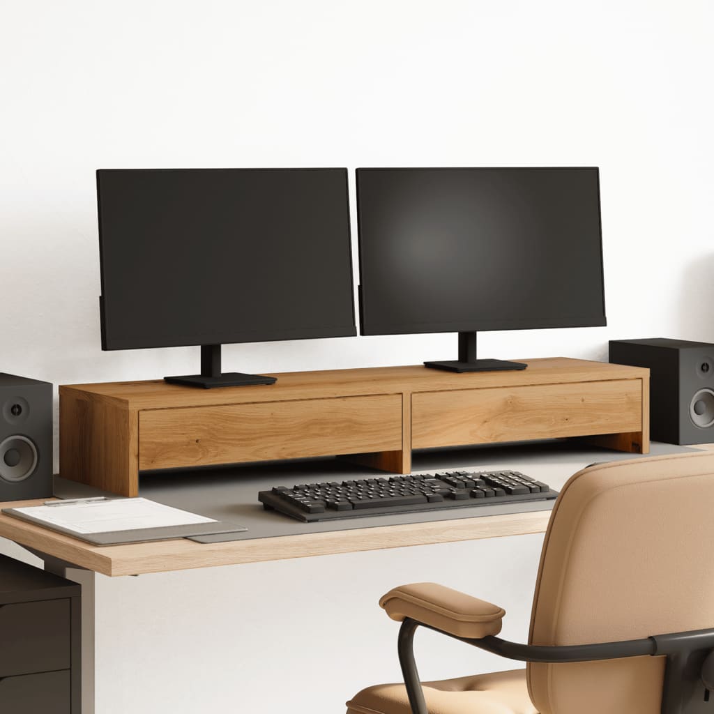 Vetonek Soporte de monitor con cajones madera artisian 100x27x15 cm