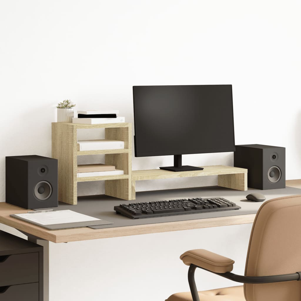 Vetonek Soporte monitor con organizador escritorio madera roble Sonoma