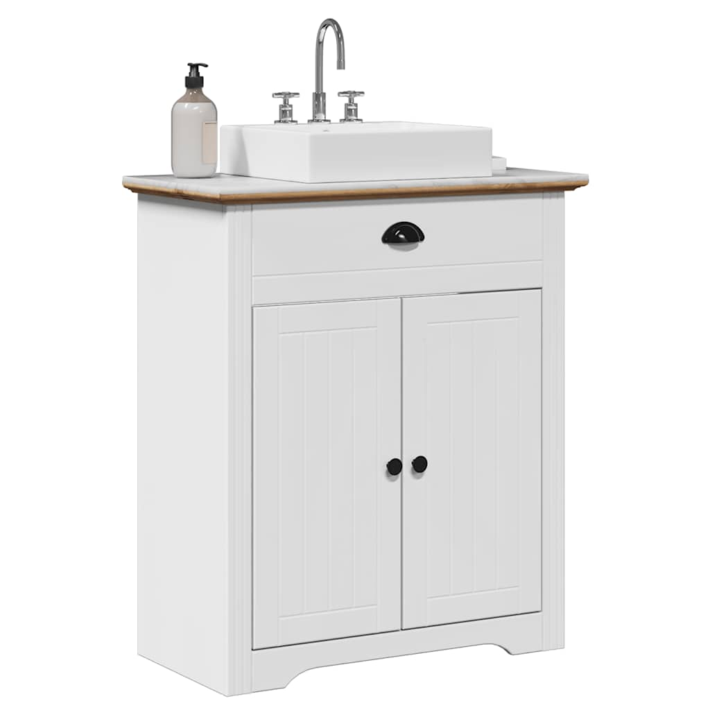 Vetonek Mueble de baño con lavabo BODO blanco y marrón 70x35x80 cm