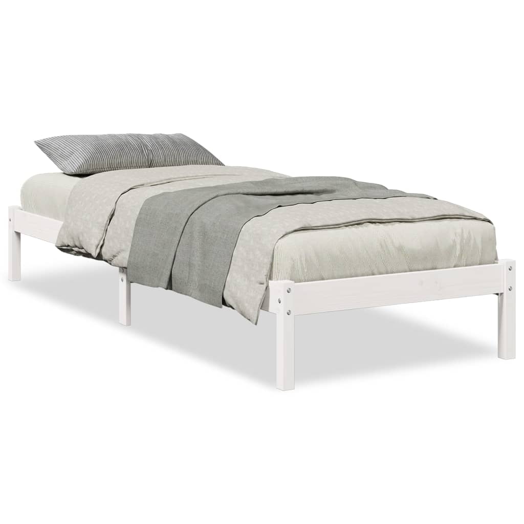 Vetonek Cama extra longa sem colchão madeira maciça de pinho branco 80x210 cm