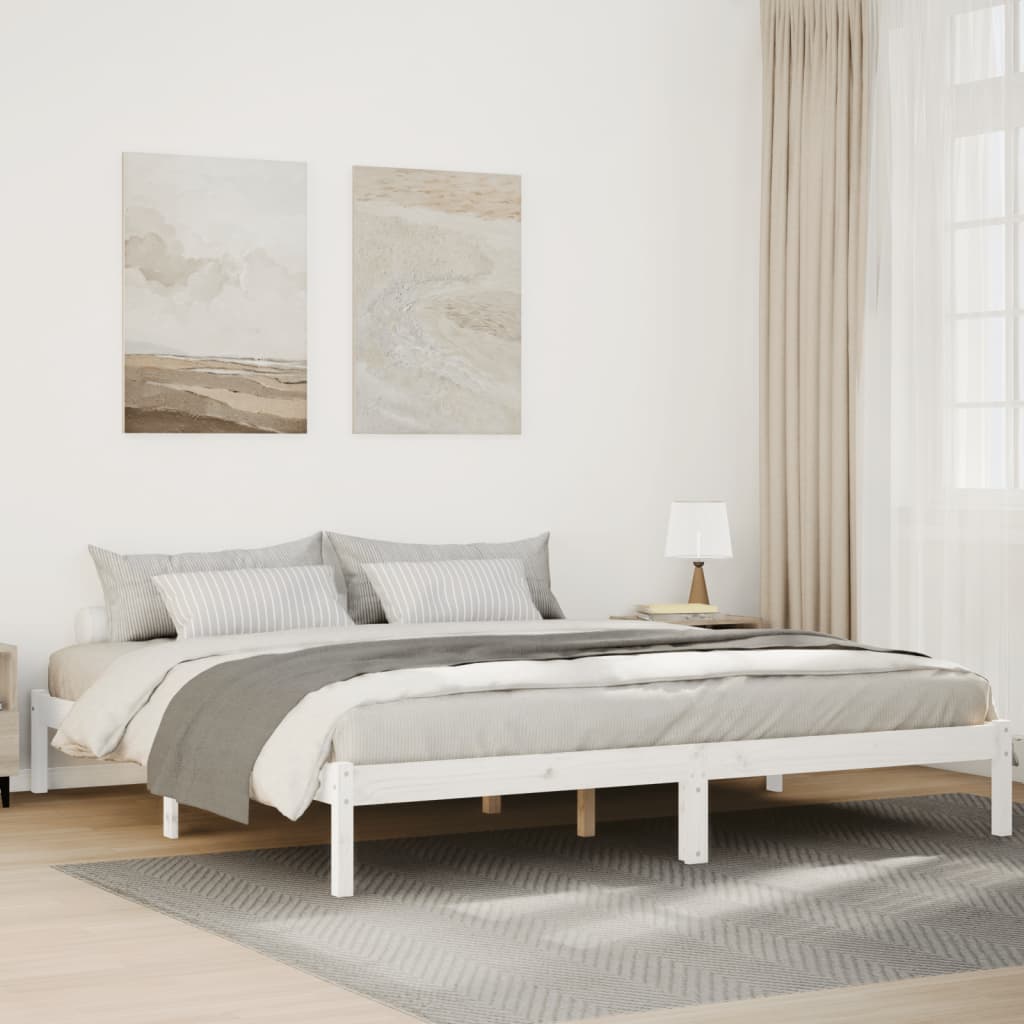 Extra long bed without mattress solid white pine wood 180x220cm v3517 Vetonek