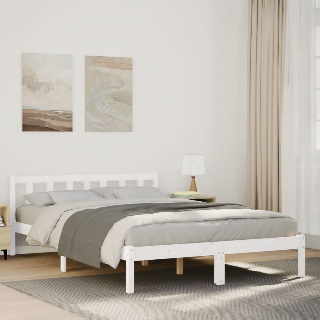 Extra long bed without mattress solid white pine wood 80x210 cm v3616 Vetonek