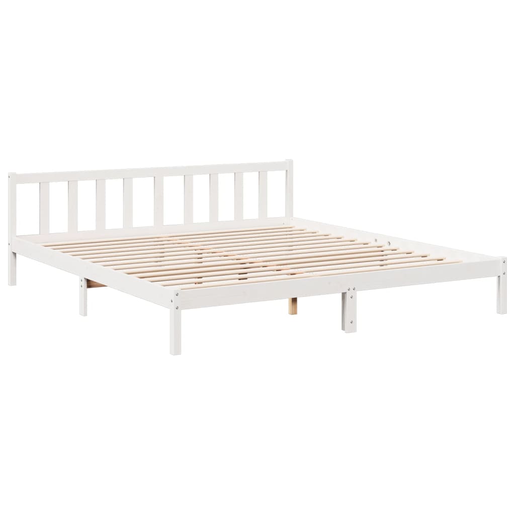 Extra long bed without mattress solid white pine wood 180x210cm v3654 - Vetonek