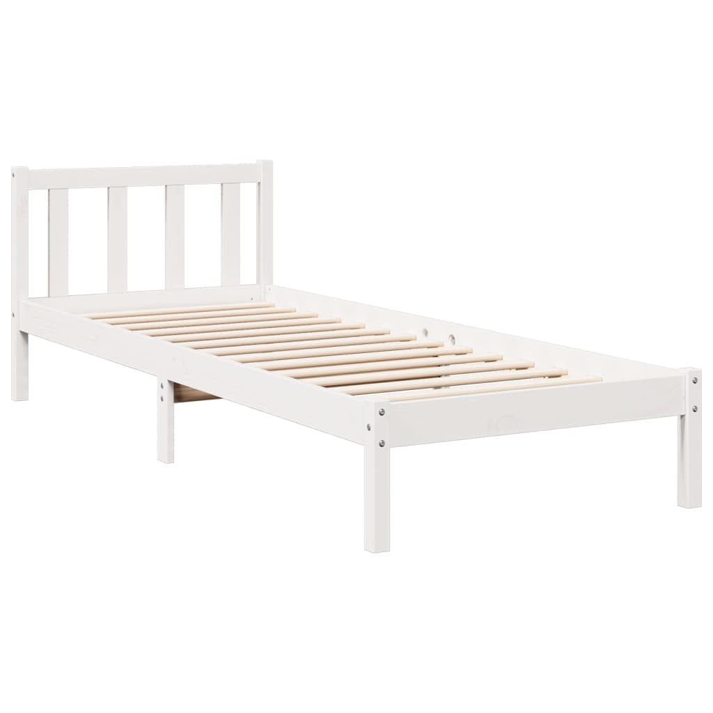 Extra long bed without mattress solid white pine wood 90x220 cm - Vetonek