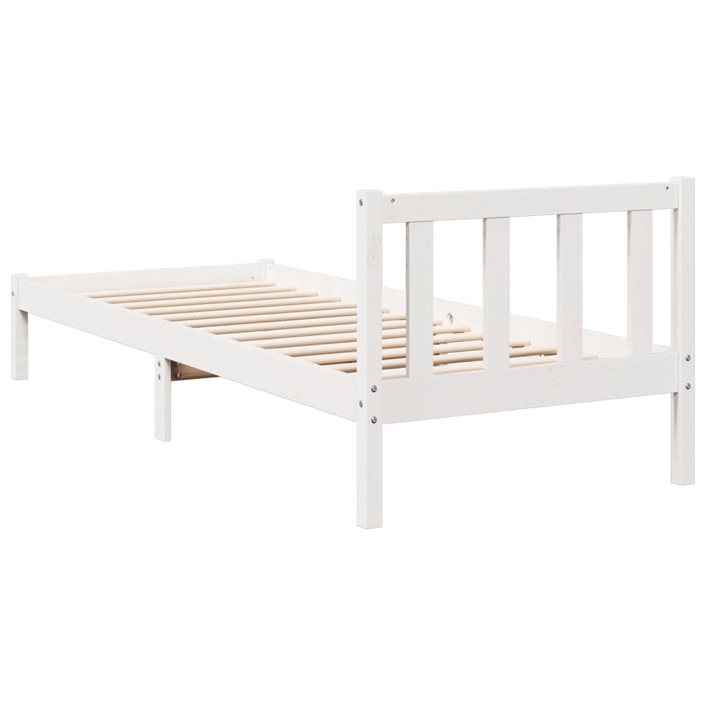 Extra long bed without mattress solid white pine wood 90x220 cm - Vetonek