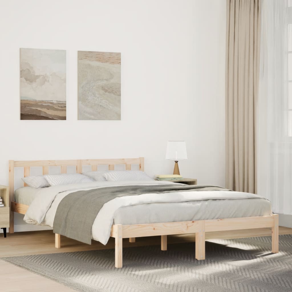 Extra long bed without mattress solid pine wood 160x220 cm v3760 Vetonek
