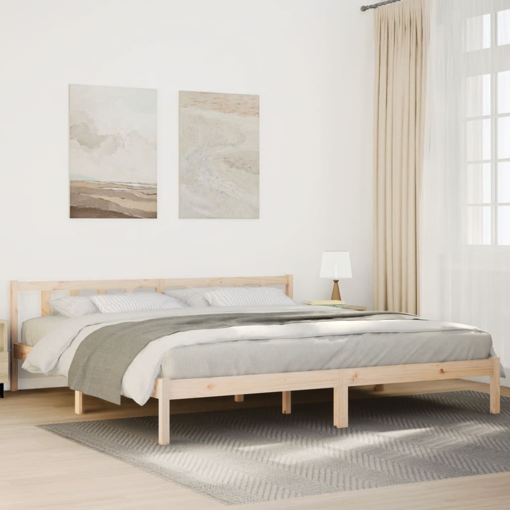 Extra long bed without mattress solid pine wood 180x220 cm v3784 Vetonek