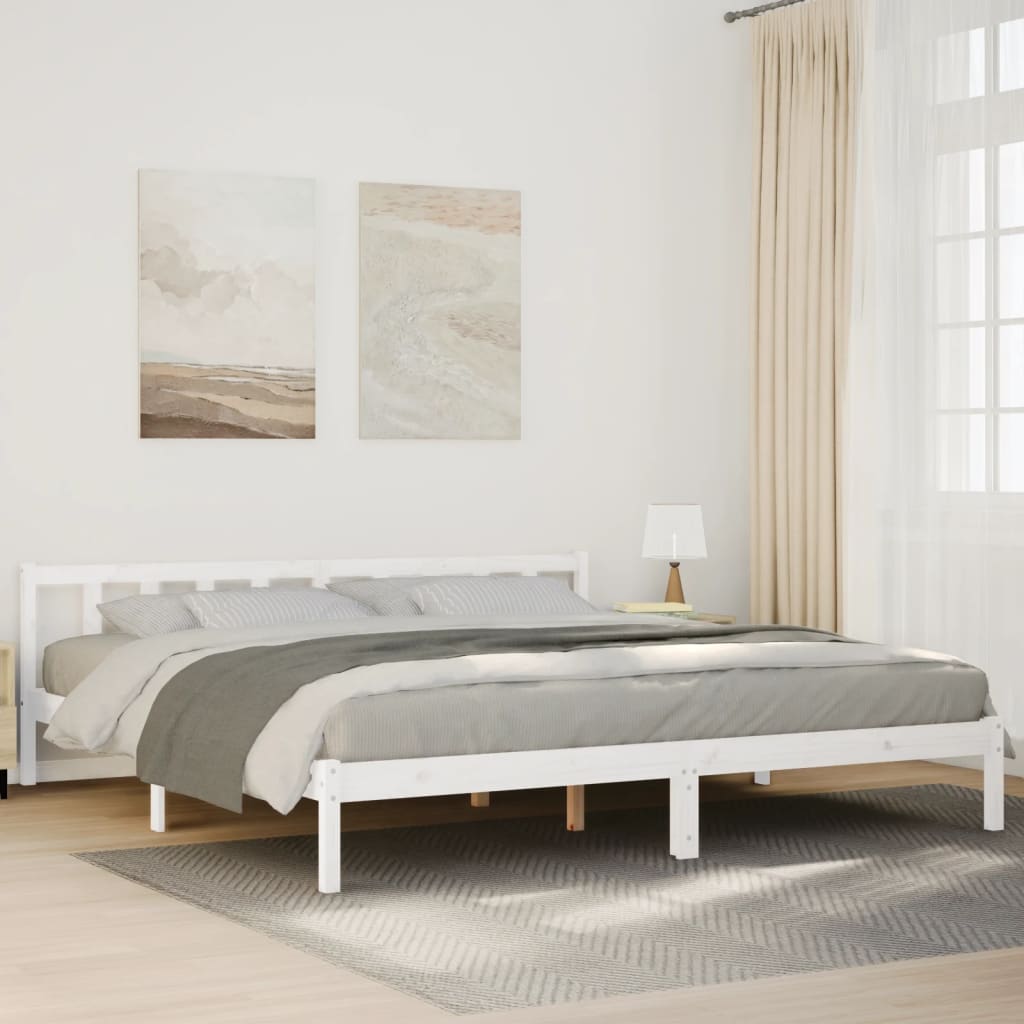Extra long bed without mattress solid white pine wood 180x220cm v3791 Vetonek