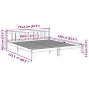 Extra long bed without mattress solid white pine wood 200x220cm V3814 Vetonek