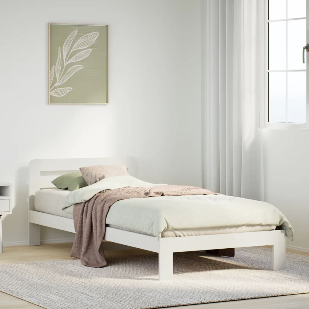 Vetonek Estructura de cama sin colchón madera de pino blanca 90x200 cm