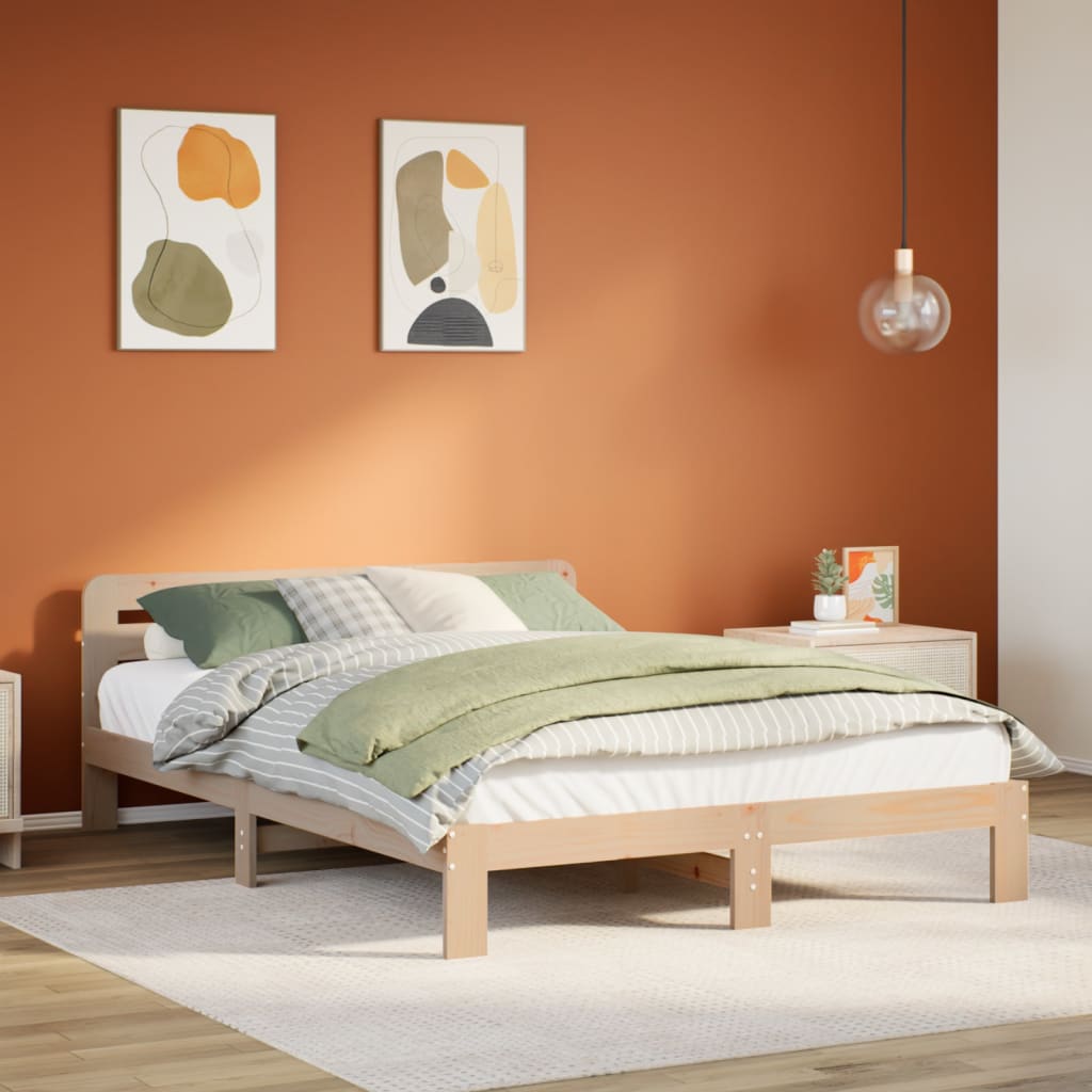 Vetonek Estructura de cama sin colchón madera de pino blanca 140x200 cm