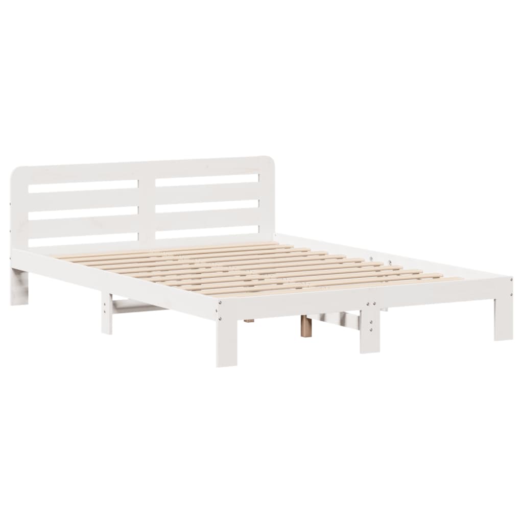 Estructura de cama sin colchón madera de pino blanca 140x200 cm