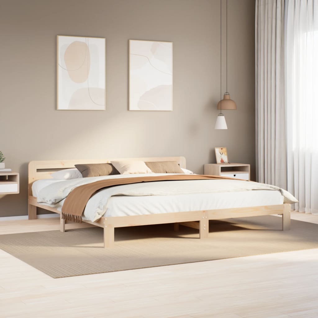 Vetonek Estructura de cama sin colchón madera maciza de pino 180x200 cm