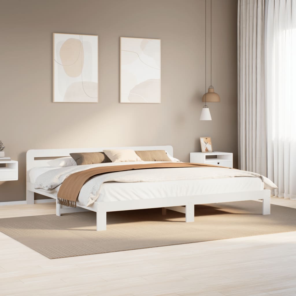 Vetonek Estructura de cama sin colchón madera maciza blanca 200x200 cm