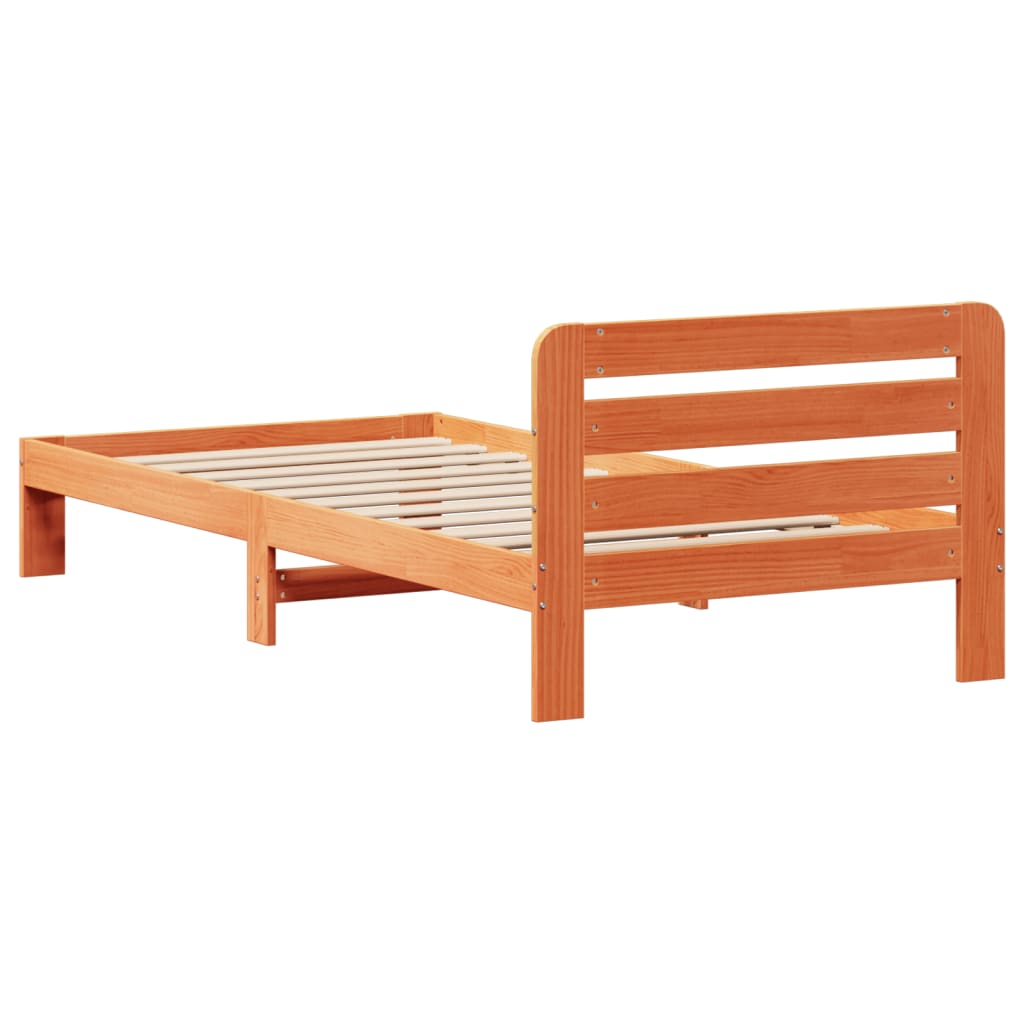 Estructura de cama sin colchón madera maciza marrón 90x190 cm v5825 - Vetonek