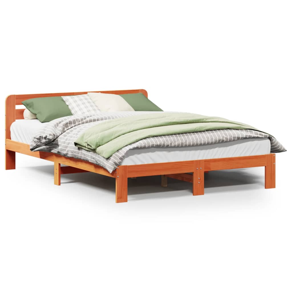 Vetonek Estructura de cama sin colchón madera maciza marrón 120x190 cm